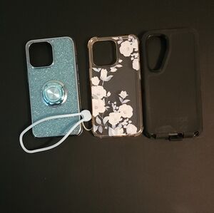 OtterBox Black, Blue Glitter, and Floral I Phone Cases 3 TOTAL